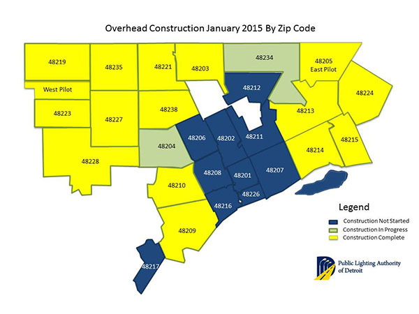 Overhead Construction - January 2015, by zip code