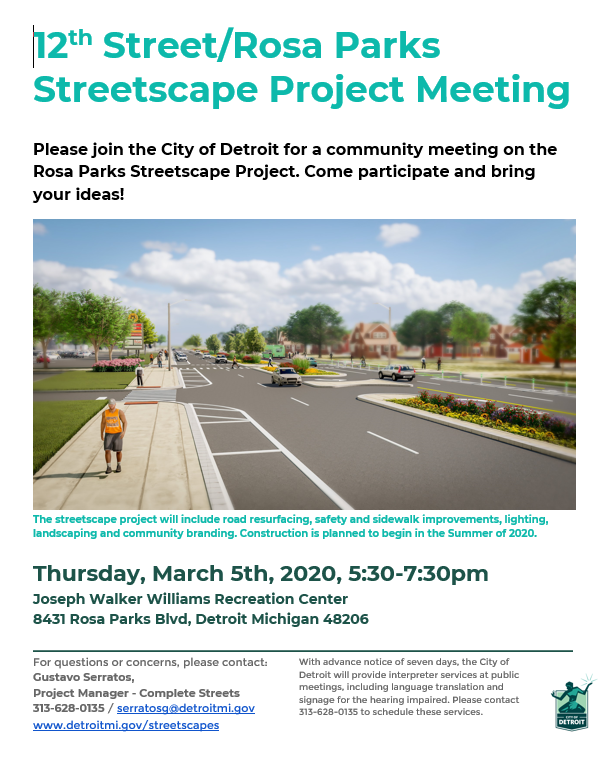 Rosa Parks Streetscape Project Community Meeting March 5th