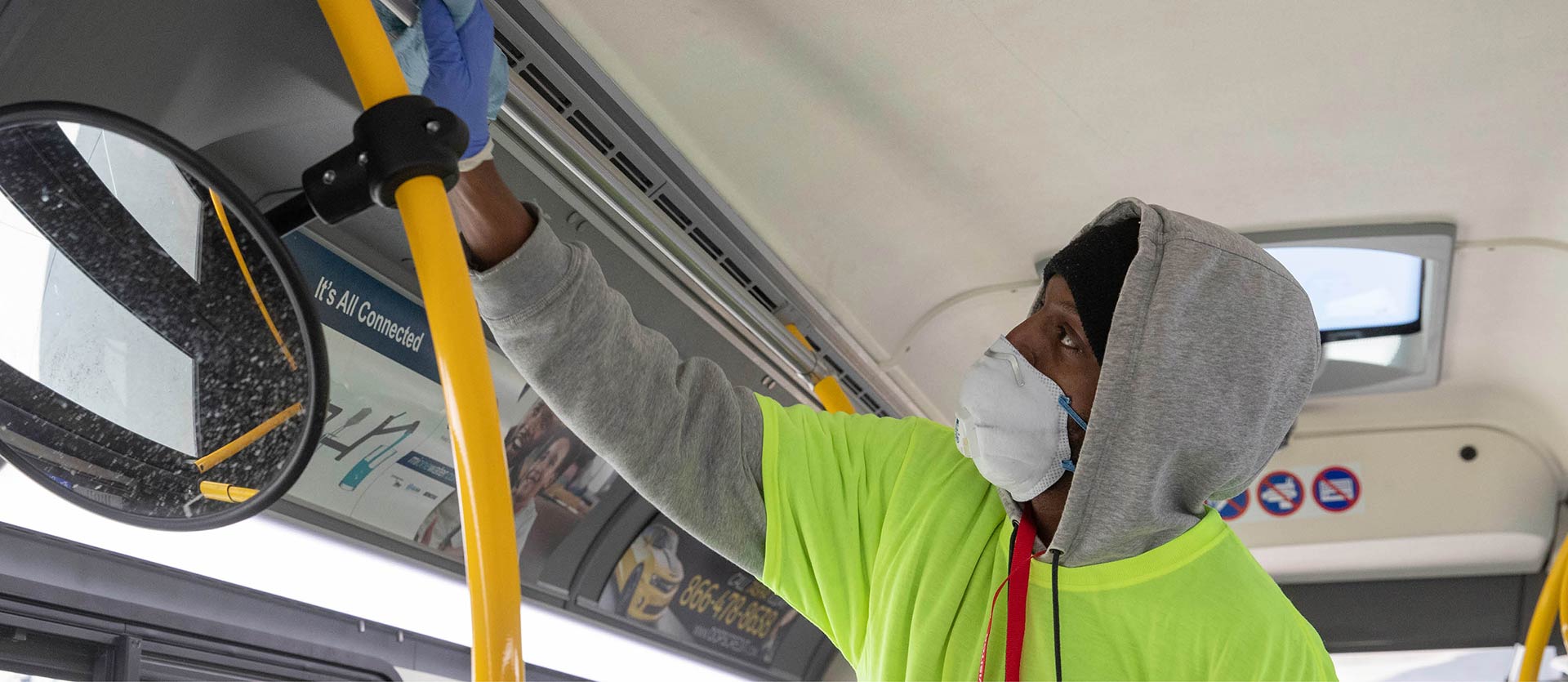 cleaning the bus