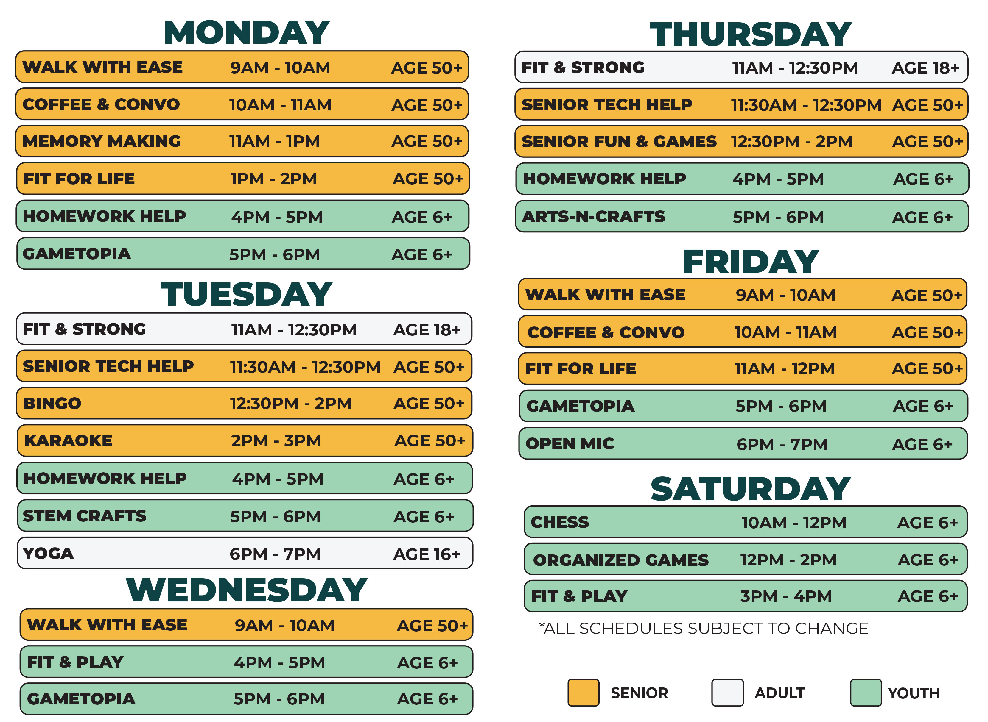 AB Ford Fall Schedule