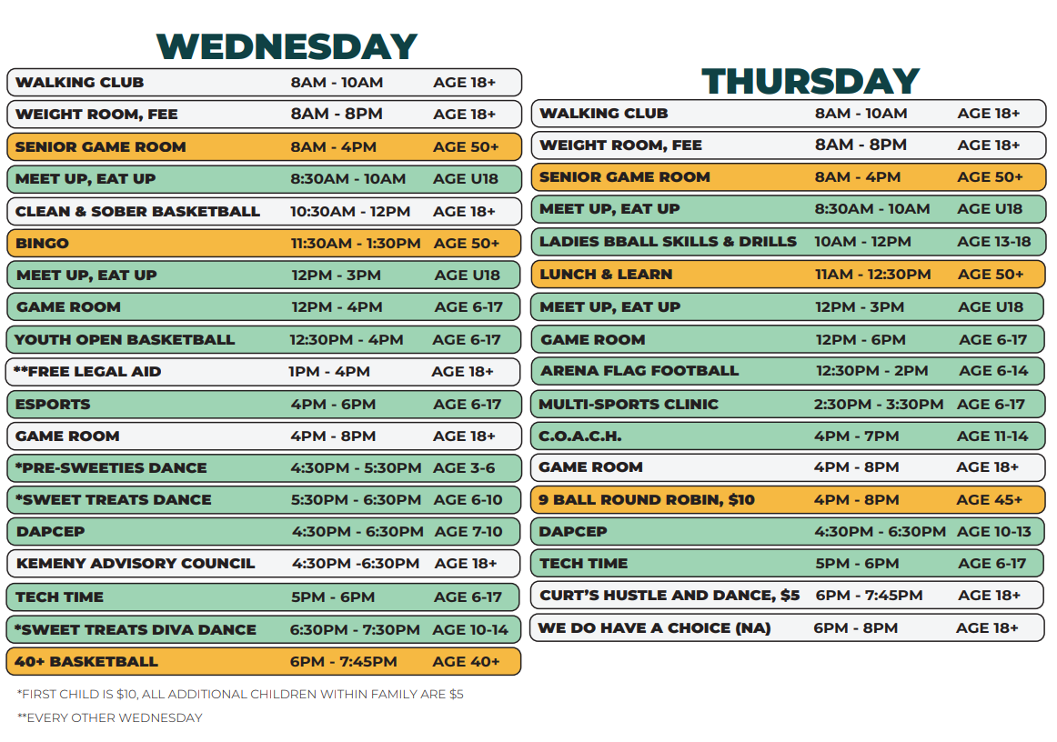 Kemeny Summer Schedule 2024