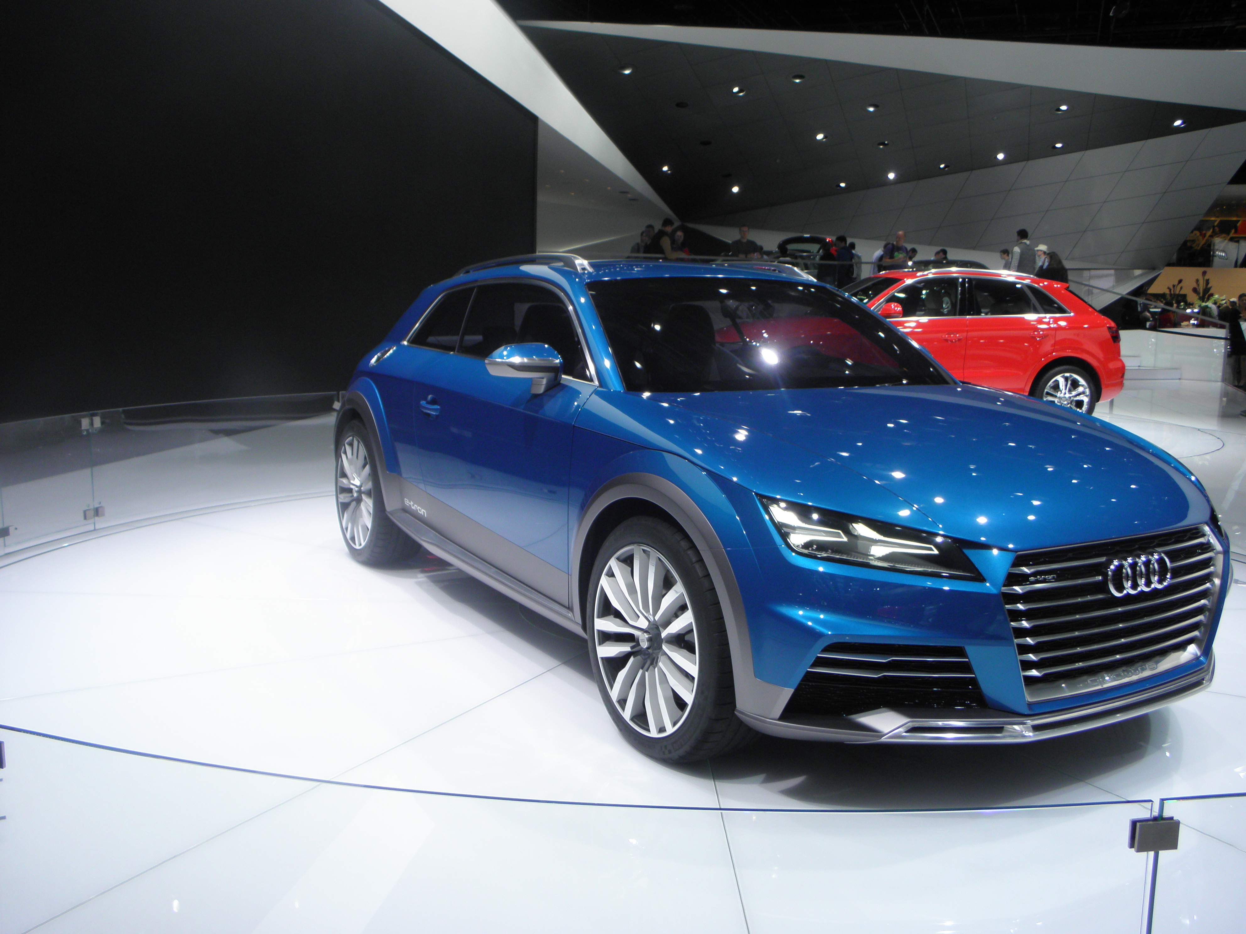 Dark blue car at the Auto Show