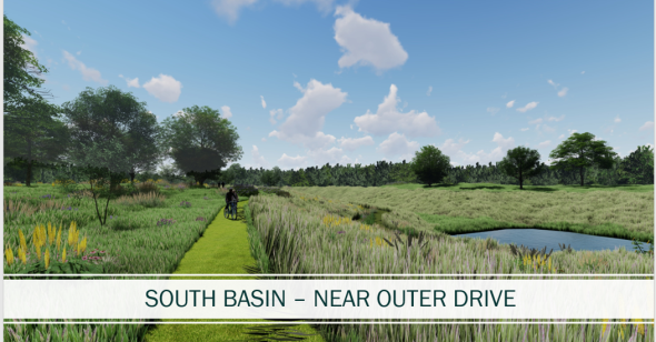Far West Stormwater Project Rendering - South Basin Near Outer Drive